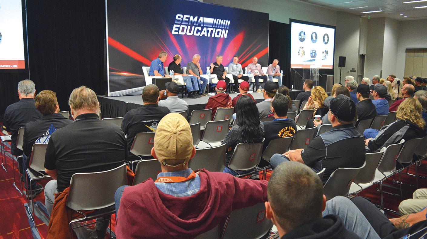 Audience watching SEMA Education panel -  Networking Activity Ideas for Conferences