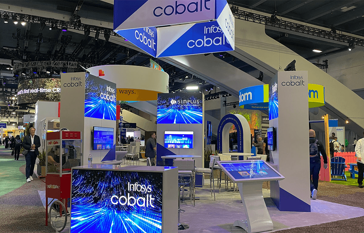 Infosys Cobalt trade show exhibition booth - Virtual Conference Booth Ideas