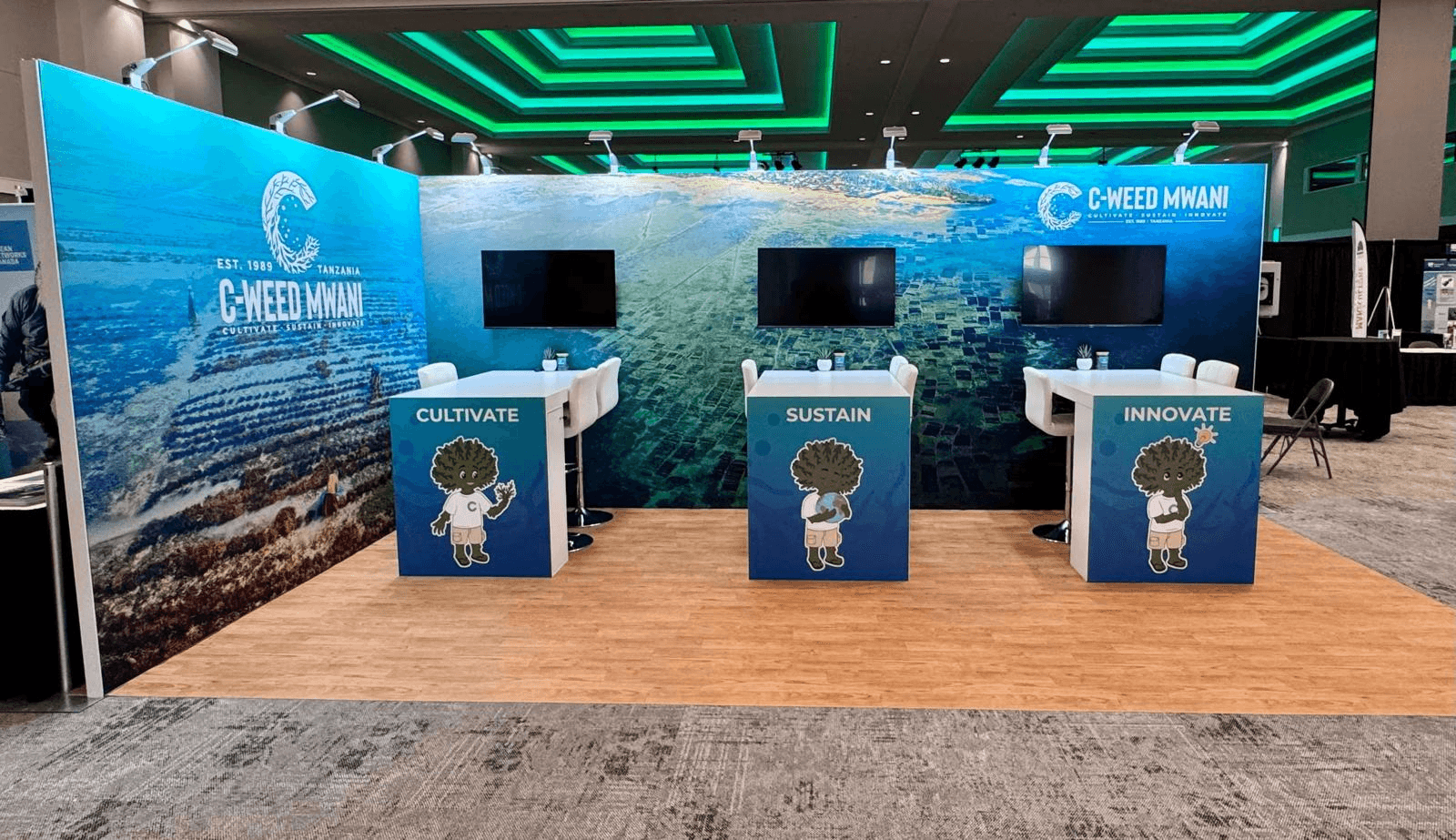 C-Weed Mwani trade show exhibition booth - Virtual Conference Booth Ideas