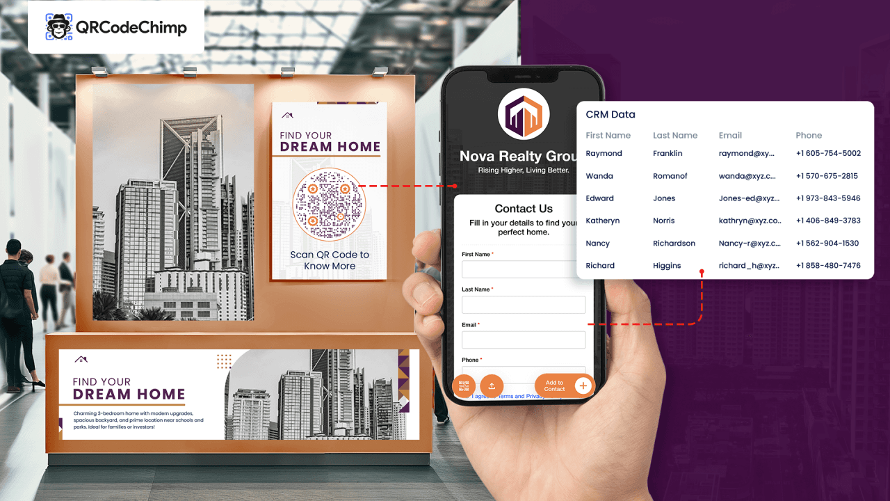Scanning QR code captures CRM data - Trade Show Lead Capture App