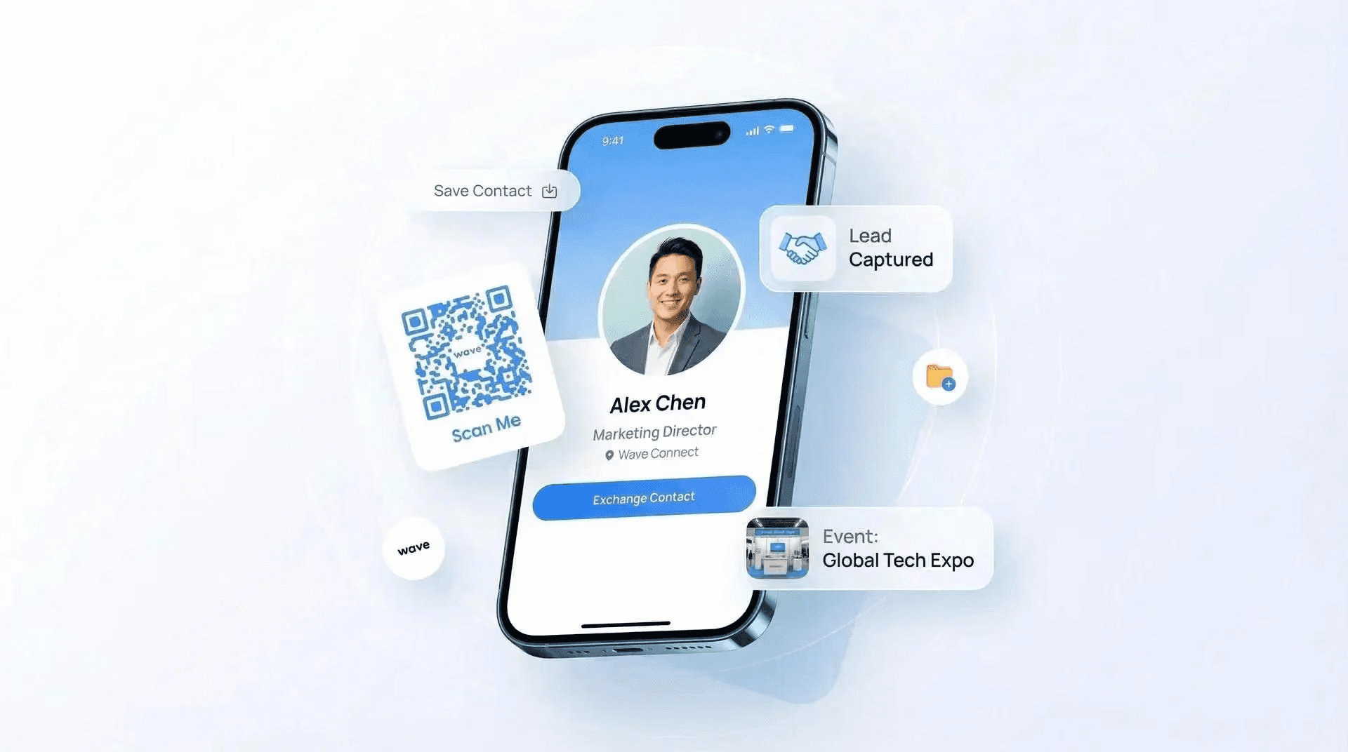 Digital business card app on smartphone - Trade Show Lead Capture App