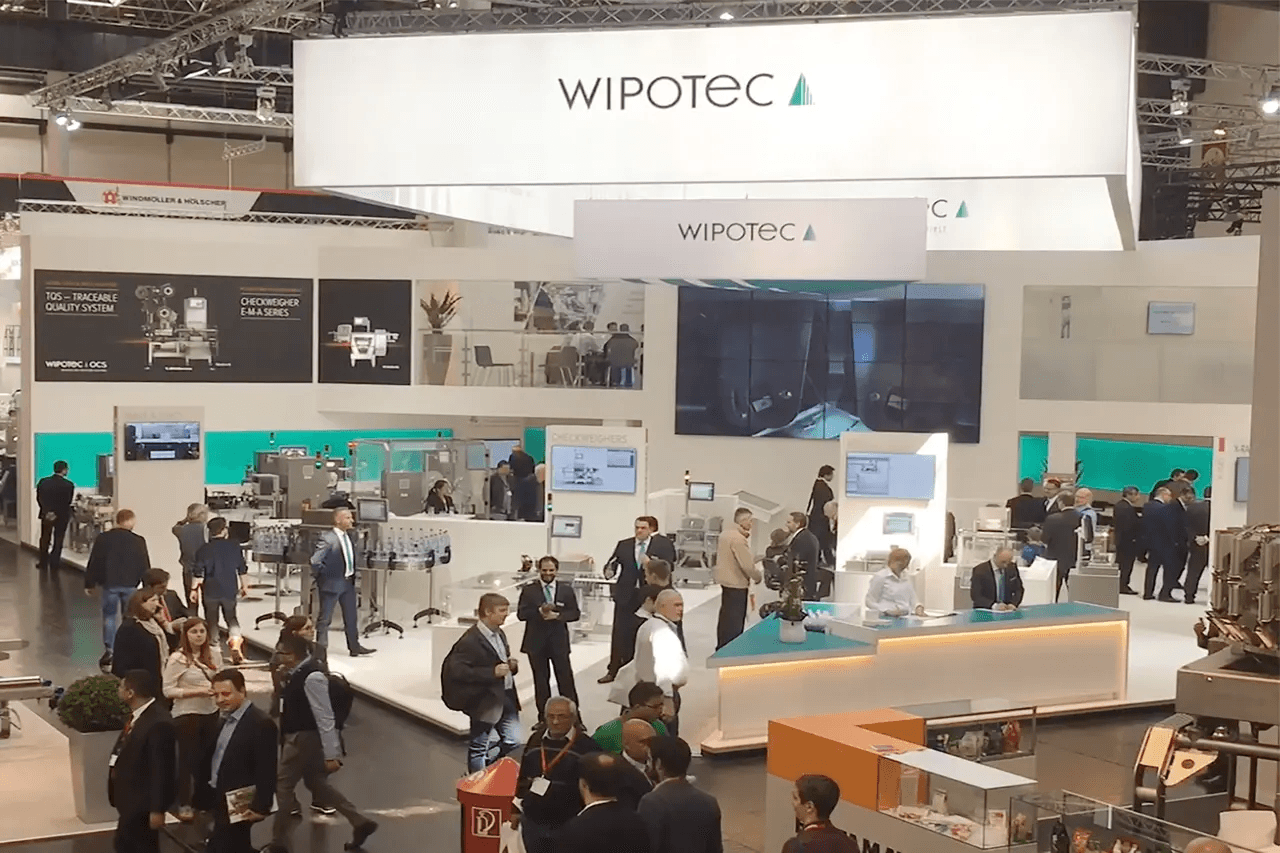 Wipotec exhibition booth with many visitors - Trade Show Lead Capture App