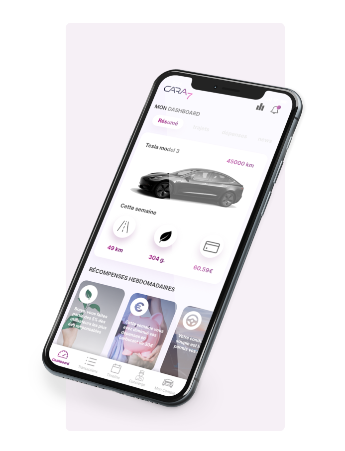 A phone showing the Cara7 applicaion