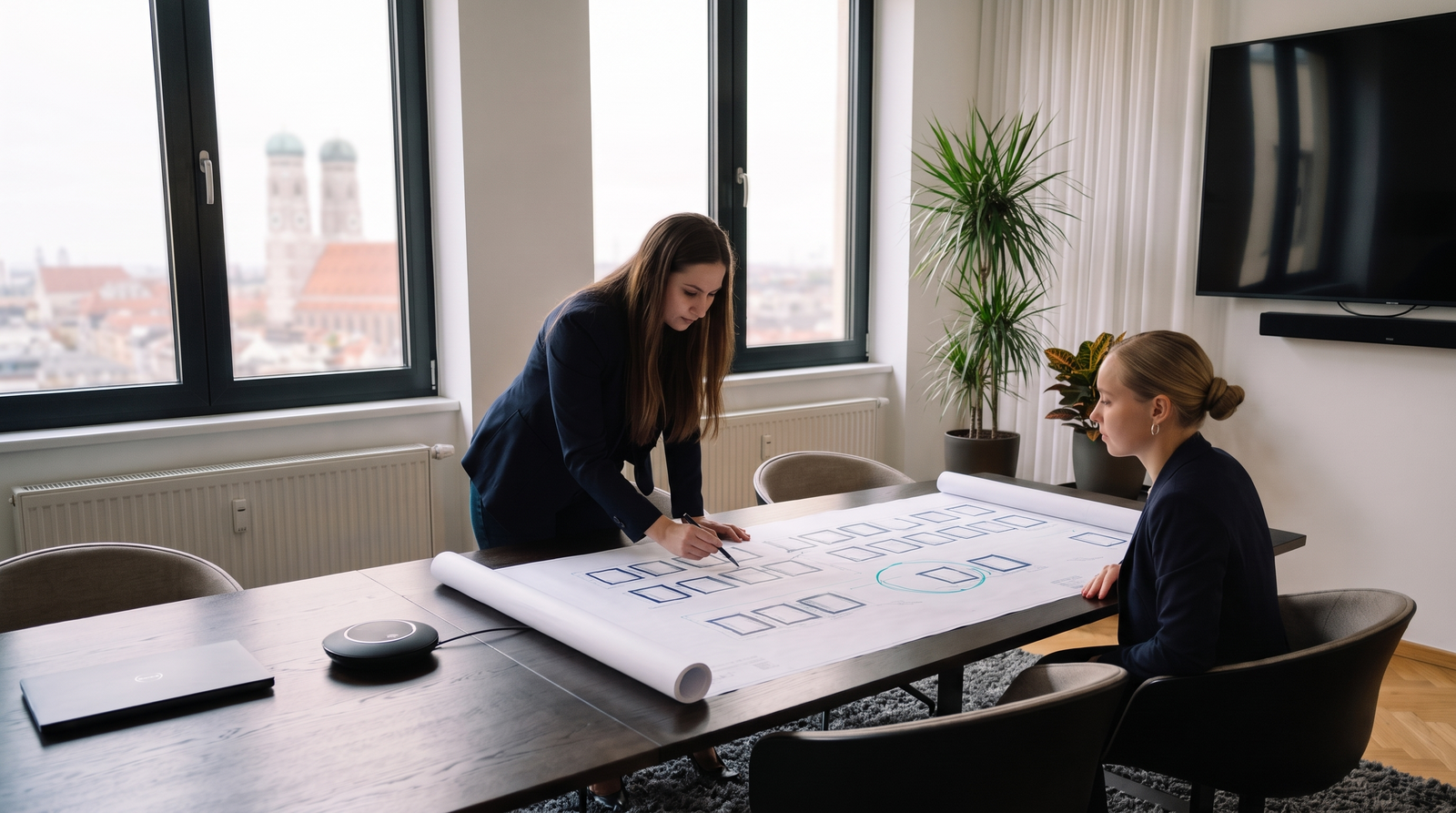 Arbeit am Architektur-Bebauungsplan vor der ERP-Systemauswahl