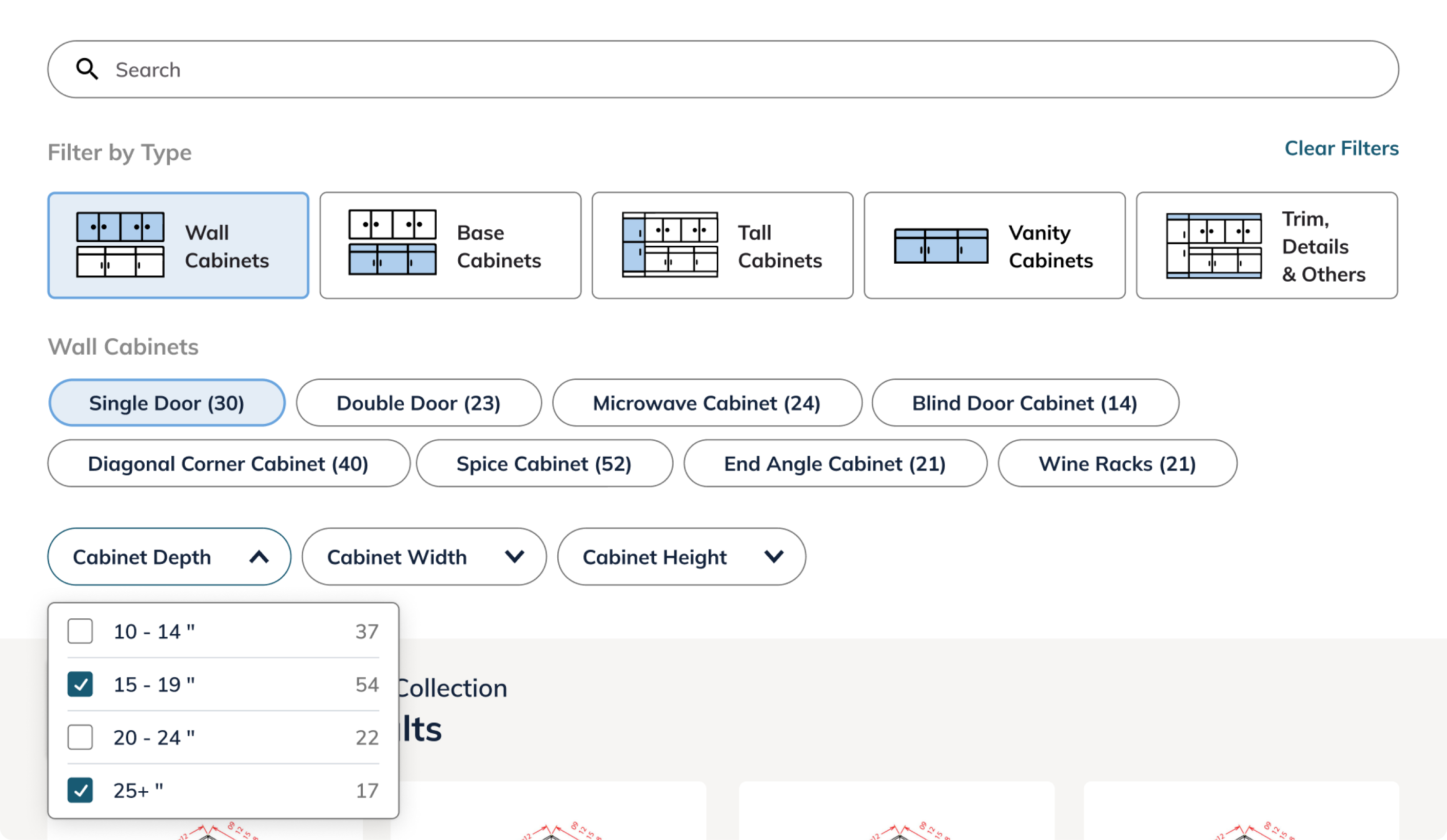 Final visual of filters on product page for the new design