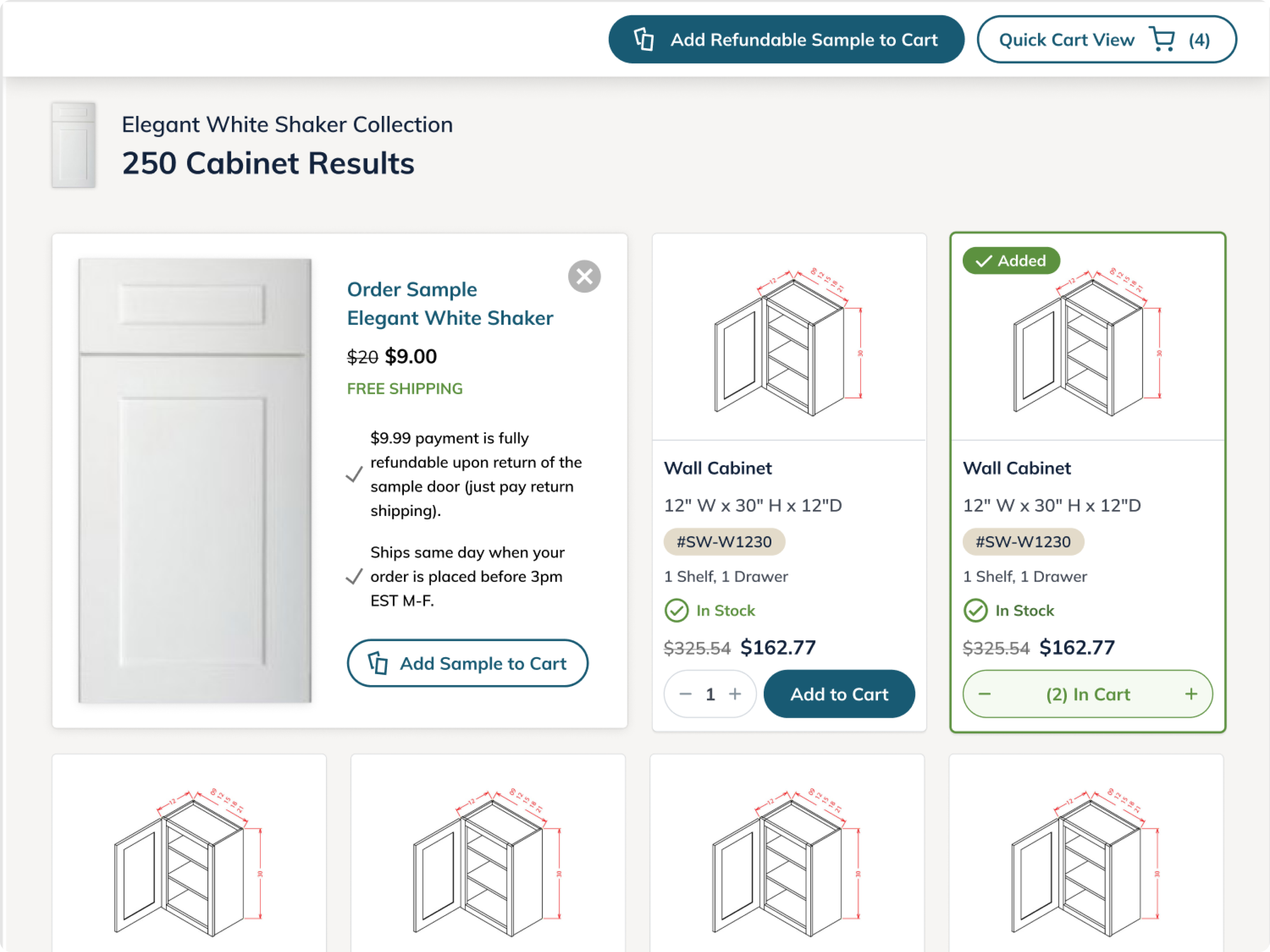 final visual of product cards on new design