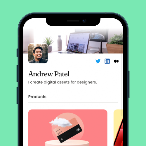 Links Webflow Template Layout #6 mocked up on an iPhone.