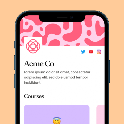 Links Webflow Template Layout #2 mocked up on an iPhone.
