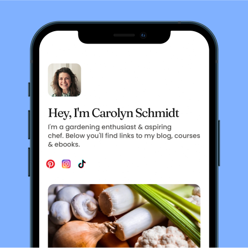 Links Webflow Template Layout #5 mocked up on an iPhone.