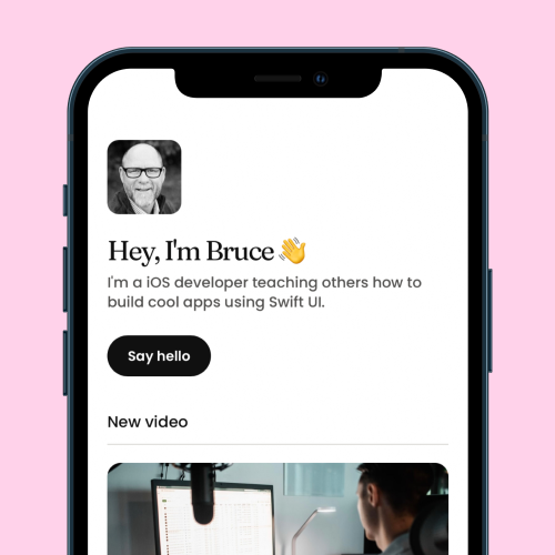 Links Webflow Template Layout #3 mocked up on an iPhone.