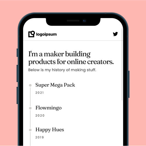 Links Webflow Template Layout #7 mocked up on an iPhone.