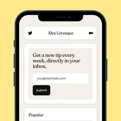 Links Webflow Template Layout #1 Alternate mocked up on an iPhone.