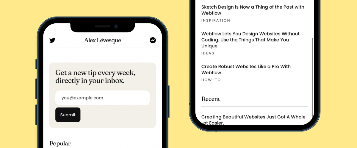 Links Layout 1 Mocked up on an iPhone