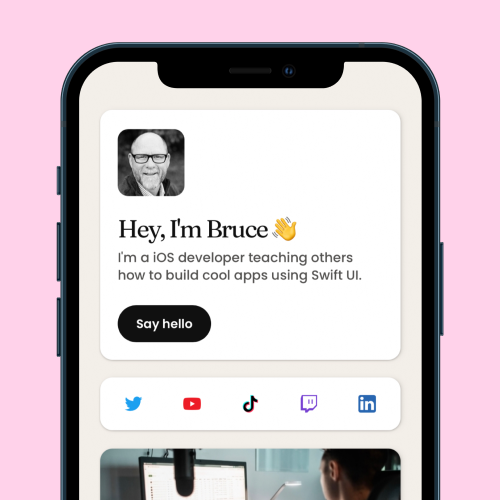 Links Webflow Template Layout #3 Alternate mocked up on an iPhone.