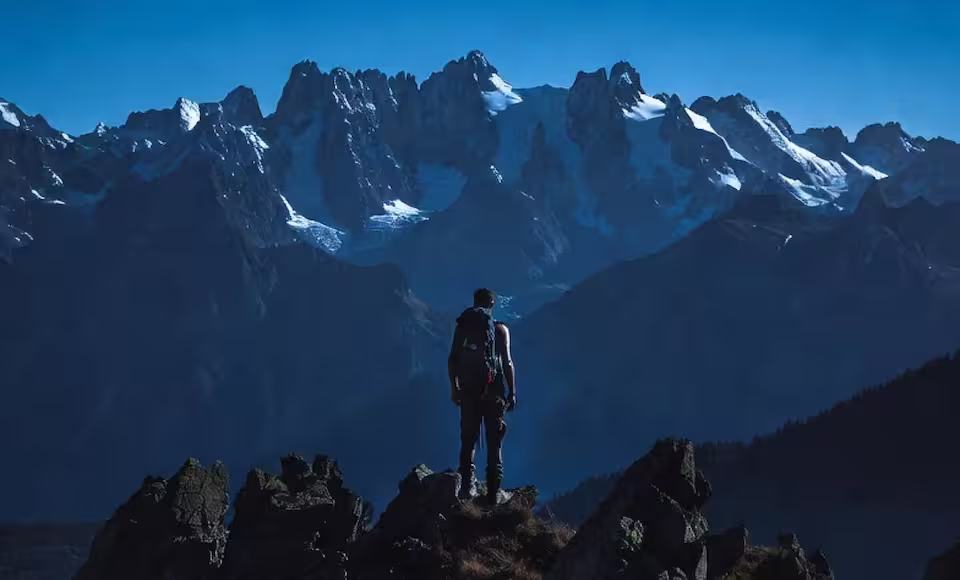 Bitcoin orange sunset in the mountains