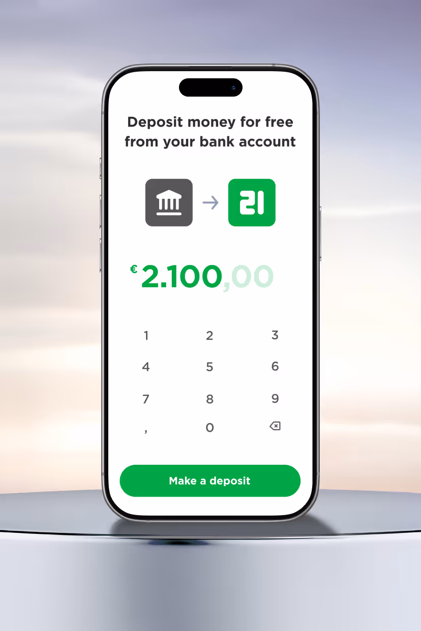 Deposit money into the 21bitcoin app free of charge