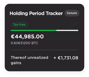 Holding period tracker in 21bitcoin