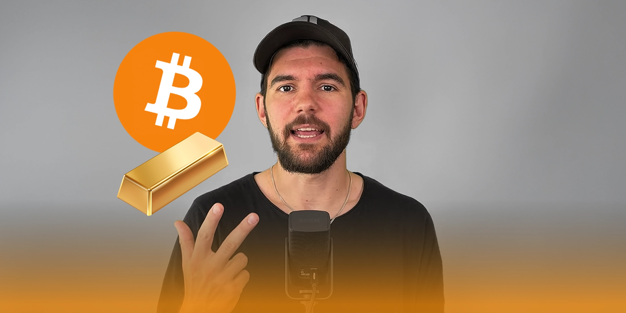 Dino, Bitcoin Logo und Goldbarren