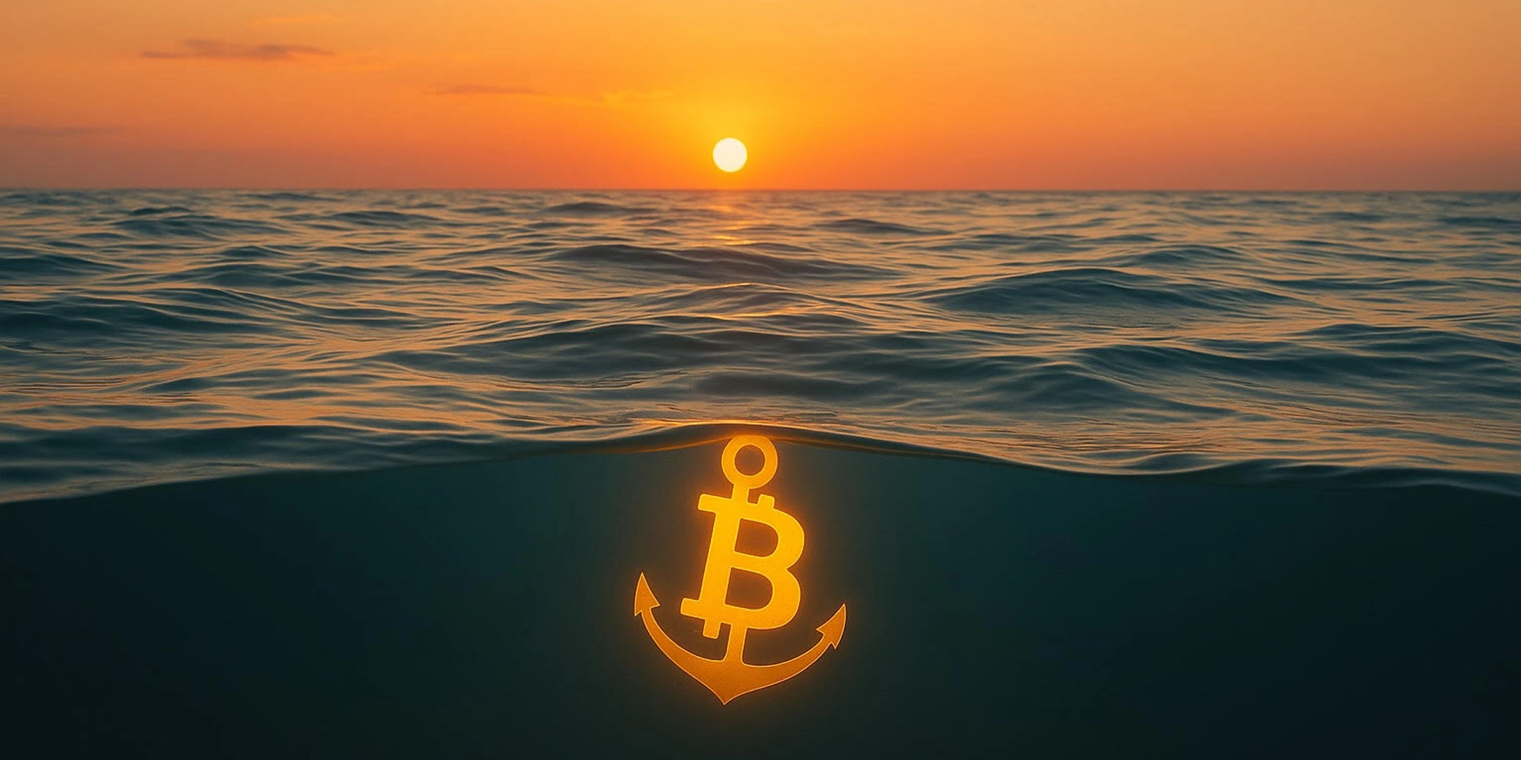 Ozean mit Bitcoin-Anker