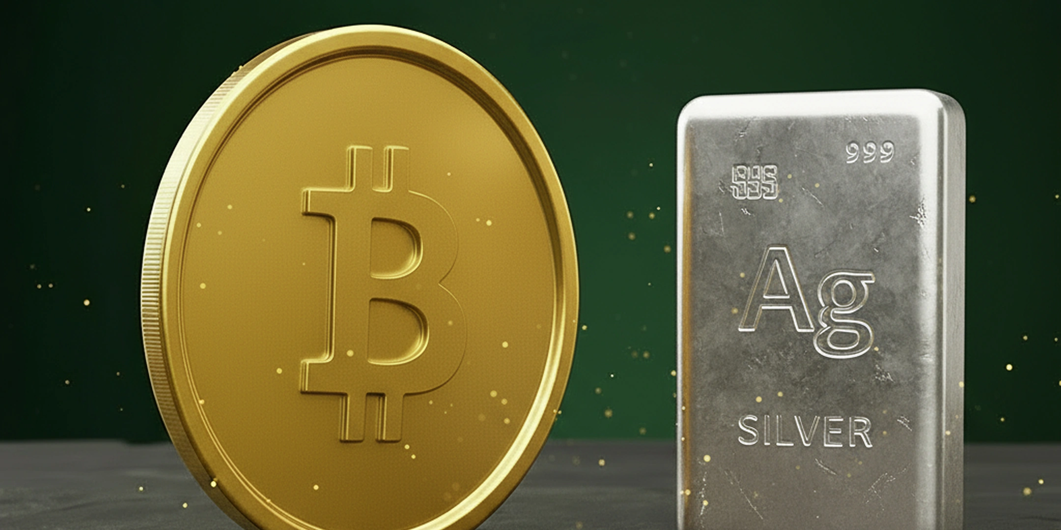 Bitcoin und Silberbarren