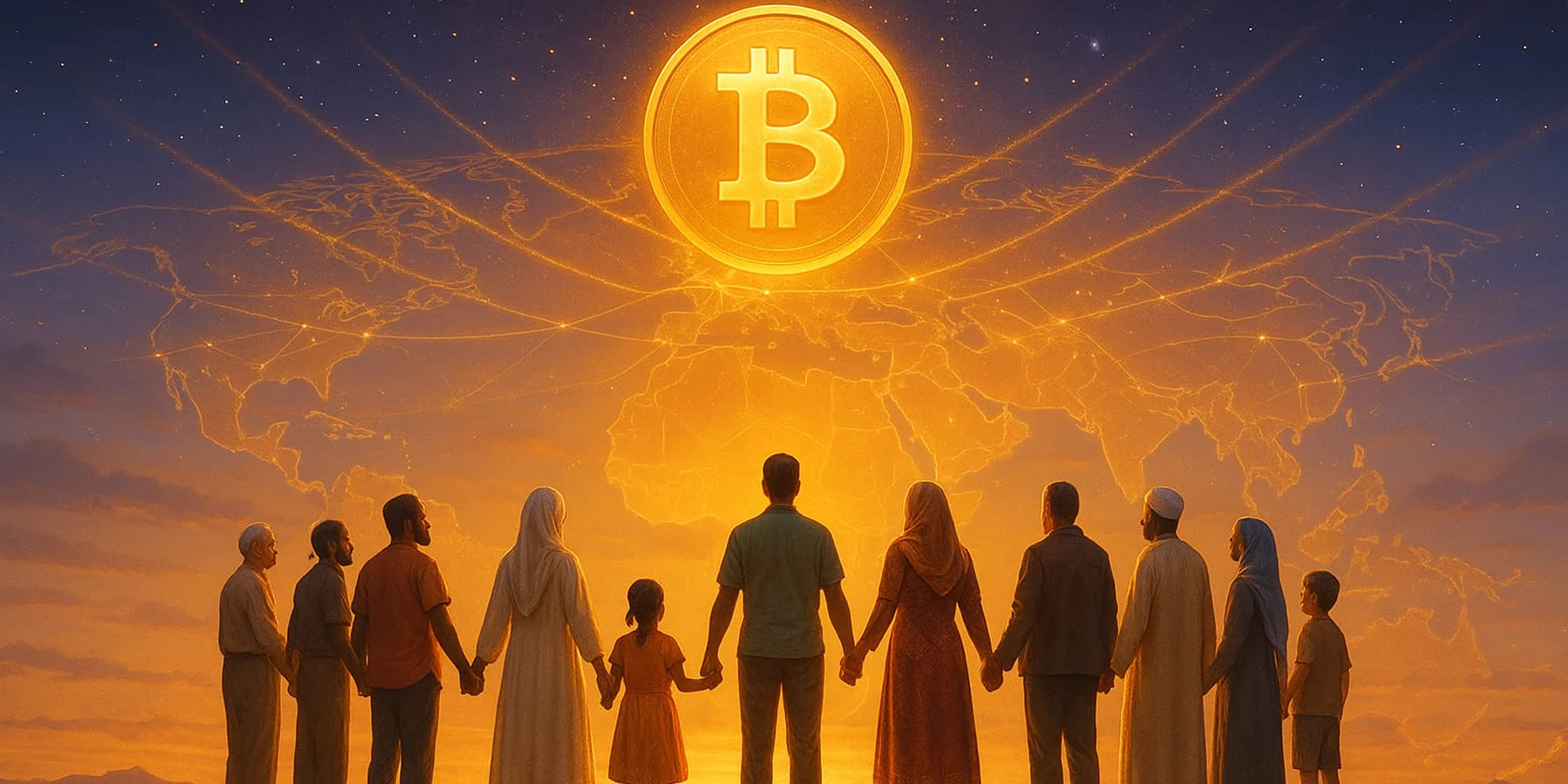 Menschen versammeln sich um Bitcoin