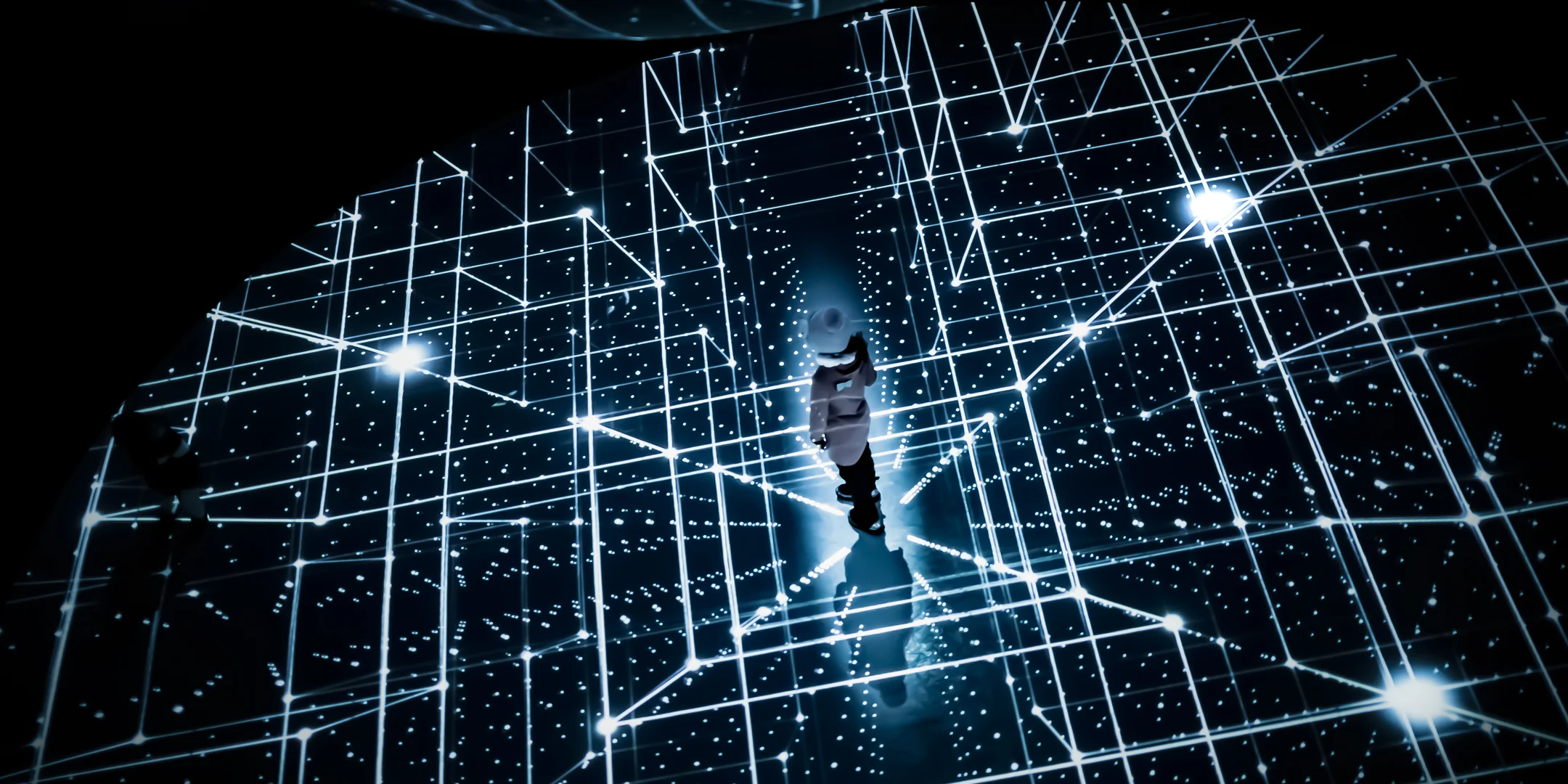 Person auf einem virtuellen Raster