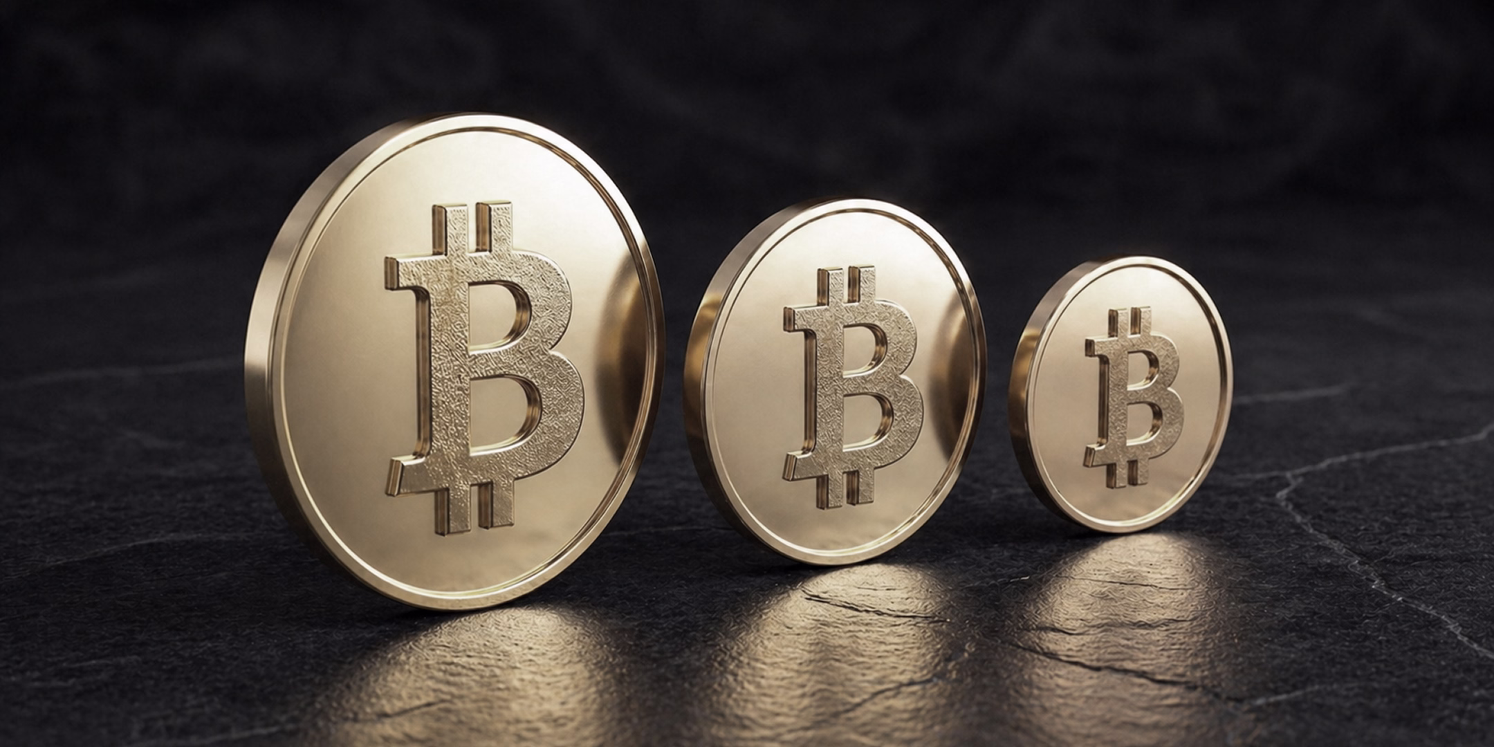 Drei Bitcoin Münzen