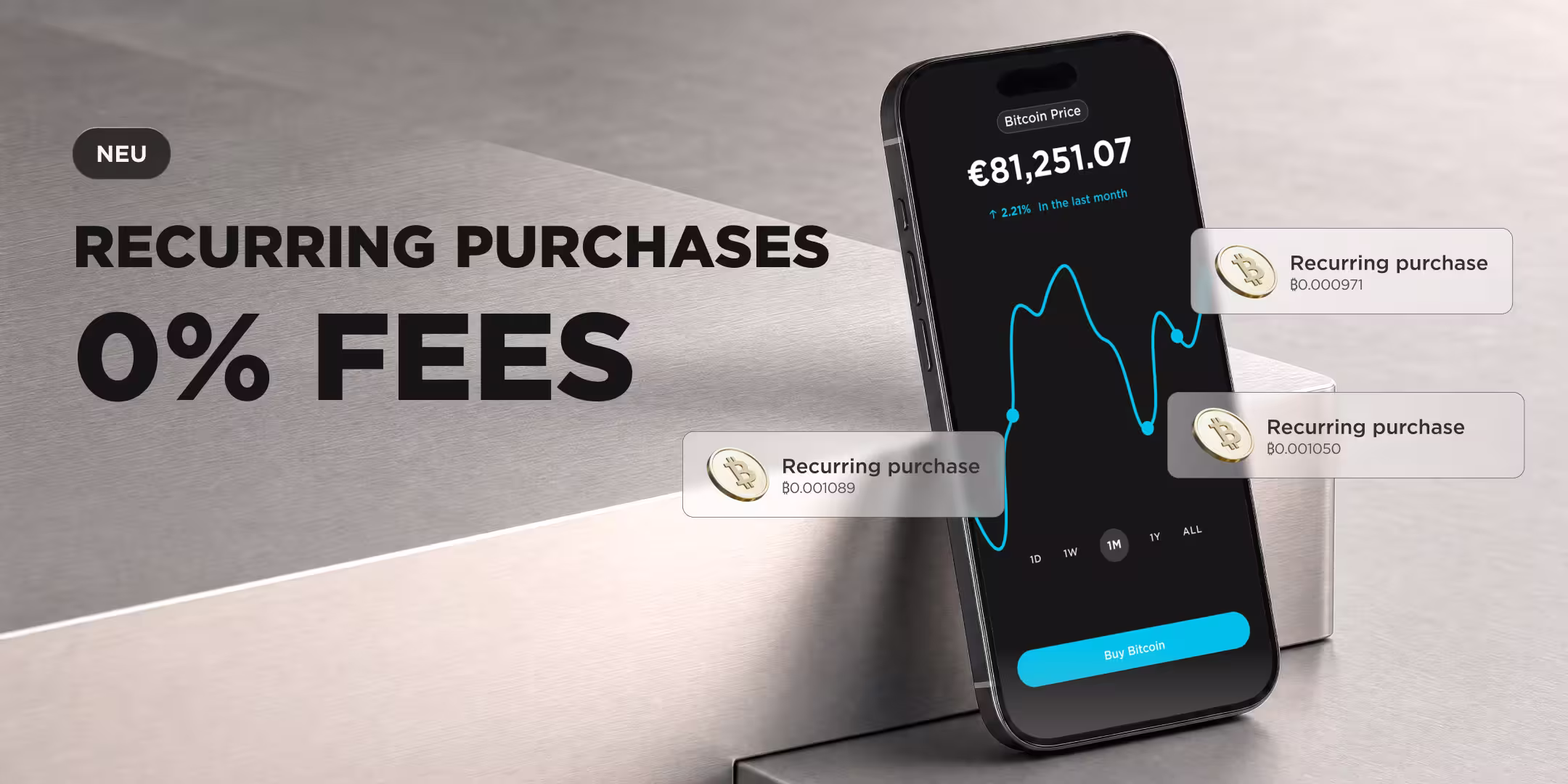 21bitcoin Auto-Invest: 0% purchase fee on recurring BTC purchases through the Bitcoin savings plan