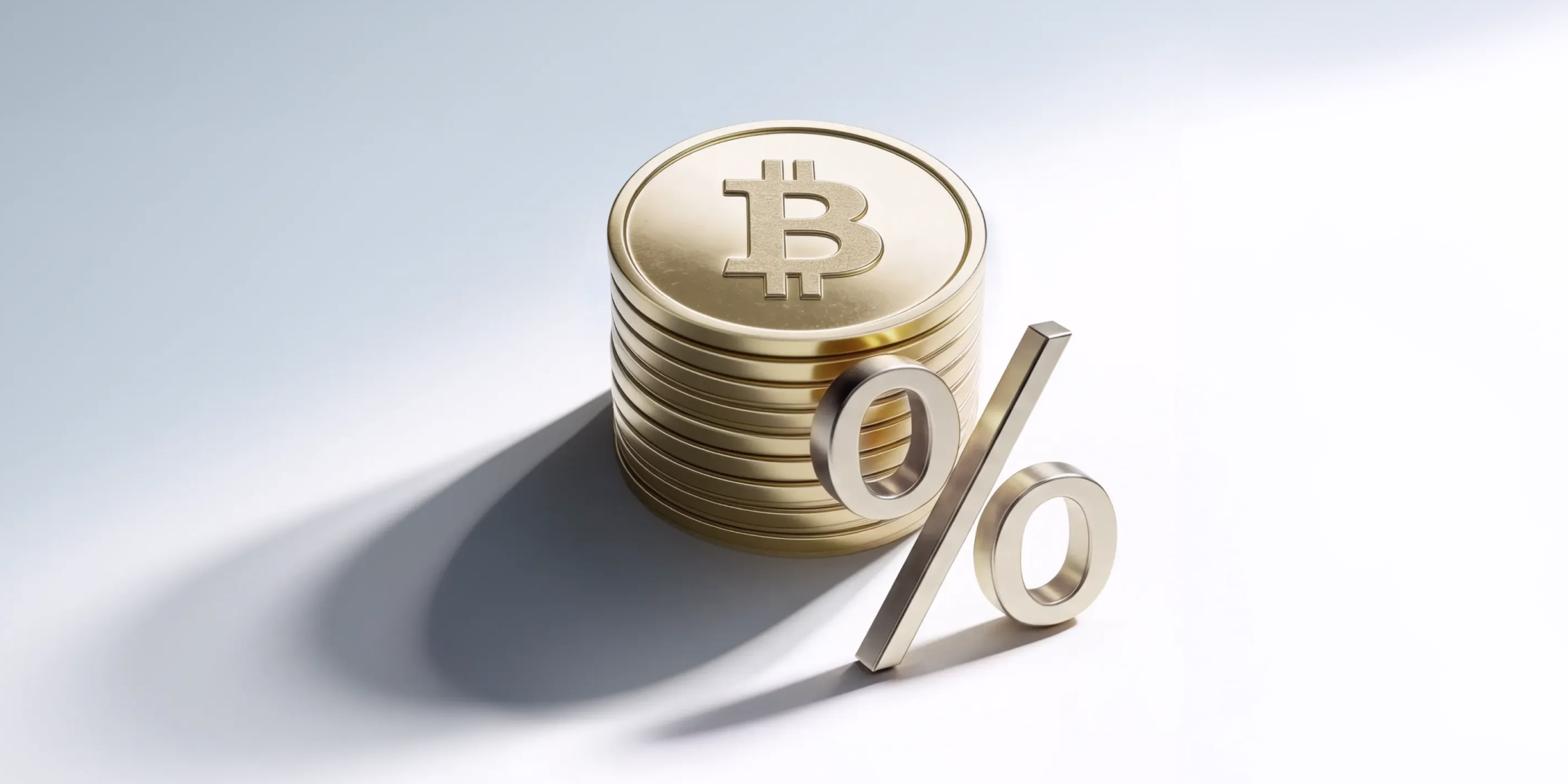 Bitcoin-Stapel und Prozentzeichen