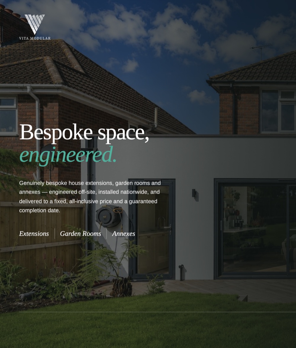 Vita Modular brochure cover — Bespoke space, engineered.