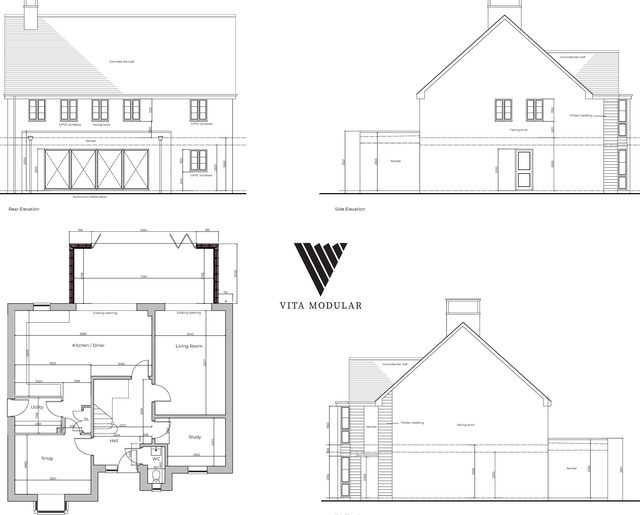 Detail view of the 40 sq m house extension