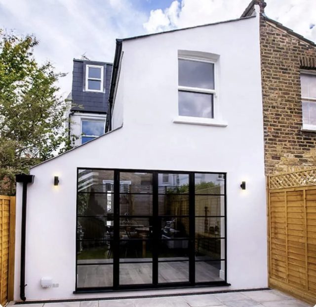 Detail view of the two storey house extension