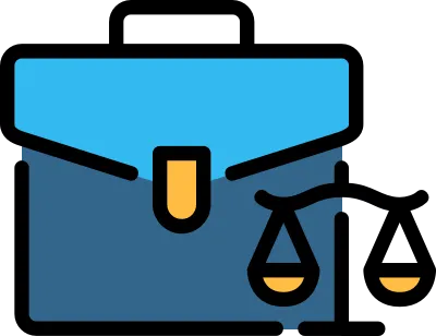 briefcase and justice scale icon
