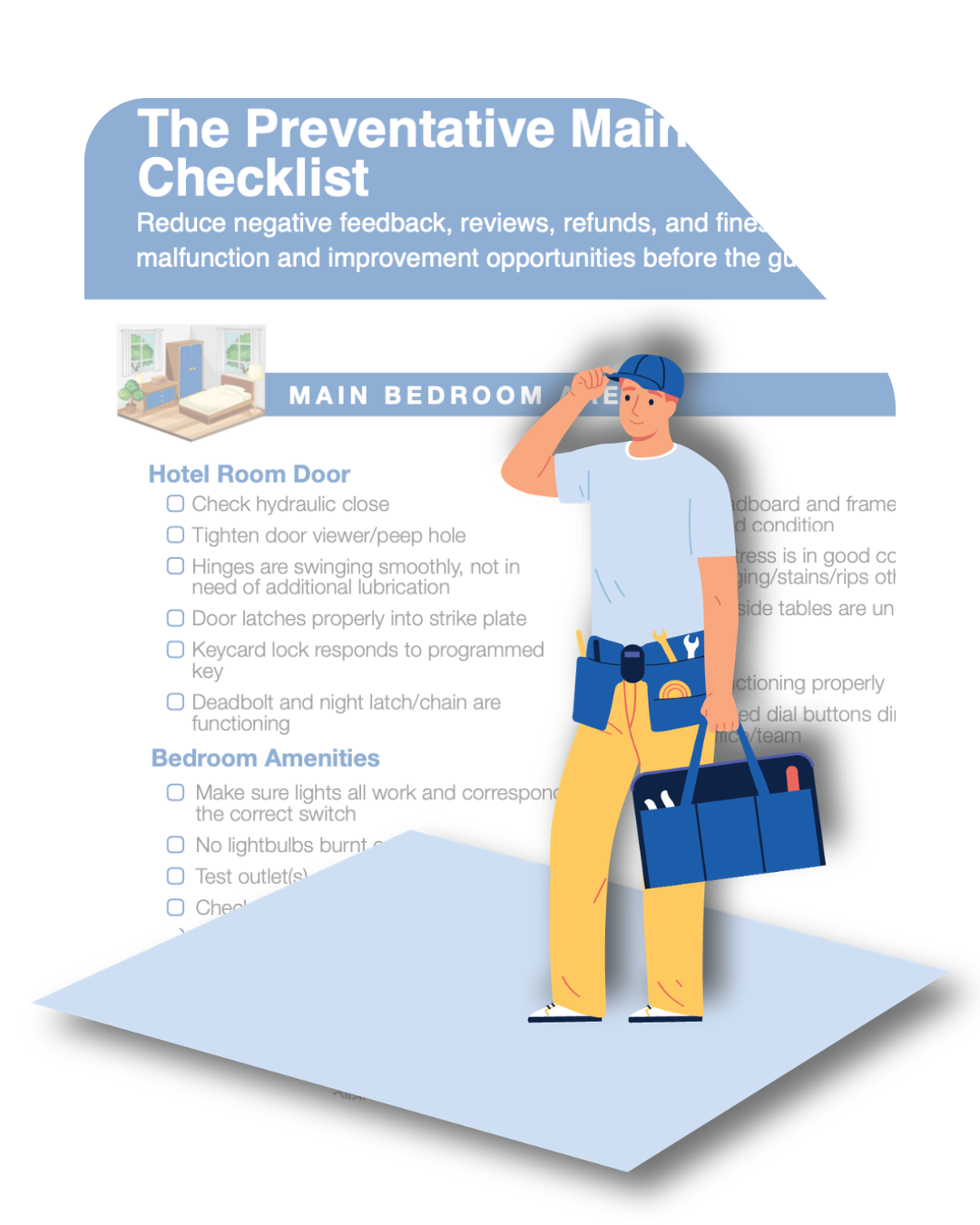 A person looking do download a checklist for hotel safety