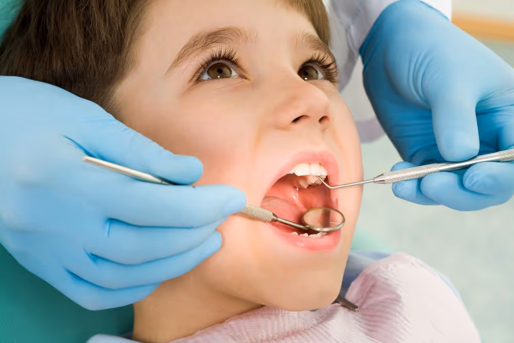 Child getting teeth checked
