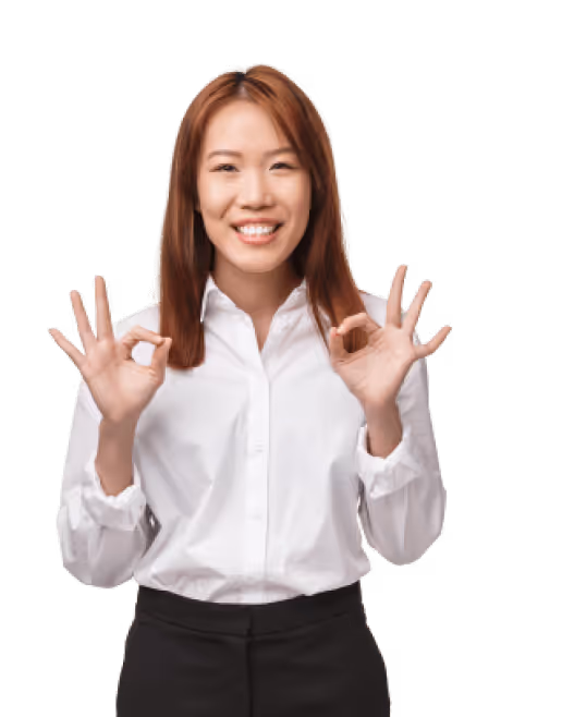 Cheerful woman indicating that everything is ok