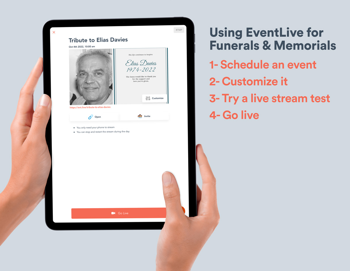 how to live stream funerals using an ipad