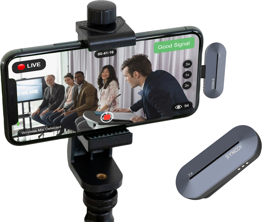 streaming a discussion panel with a smartphone and a wireless microphone