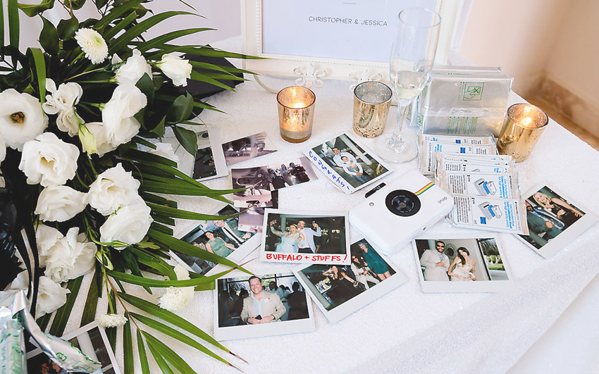 polaroid cameras at wedding reception