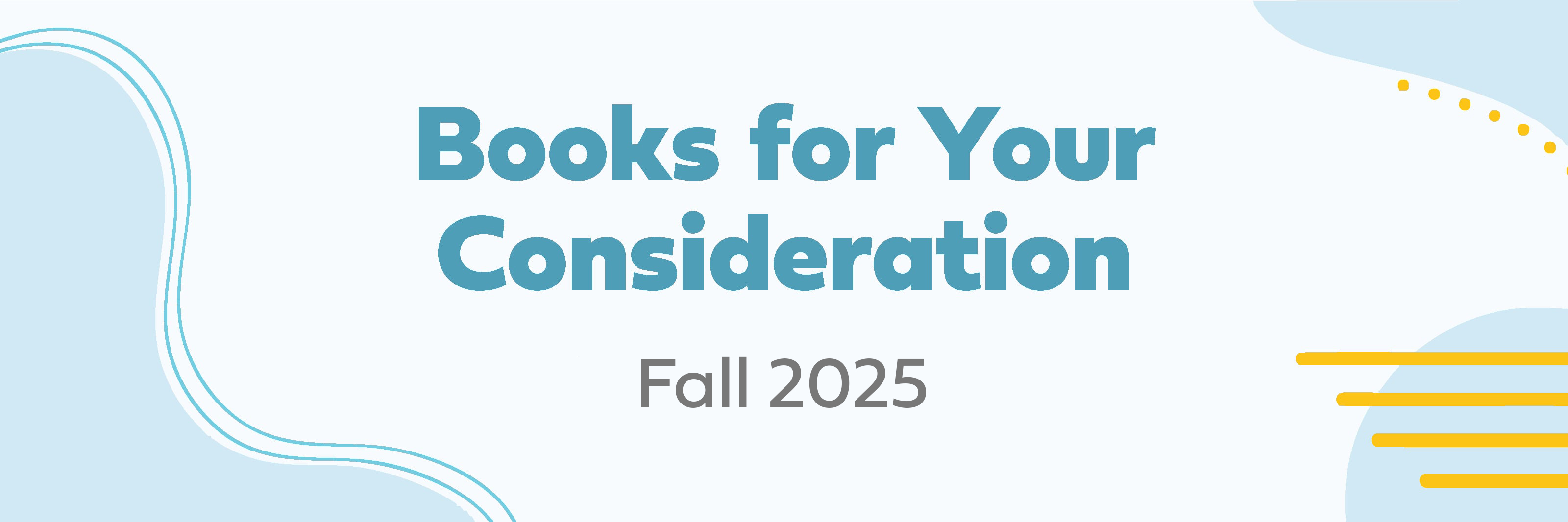 Books for your consideration - Spring 2024
