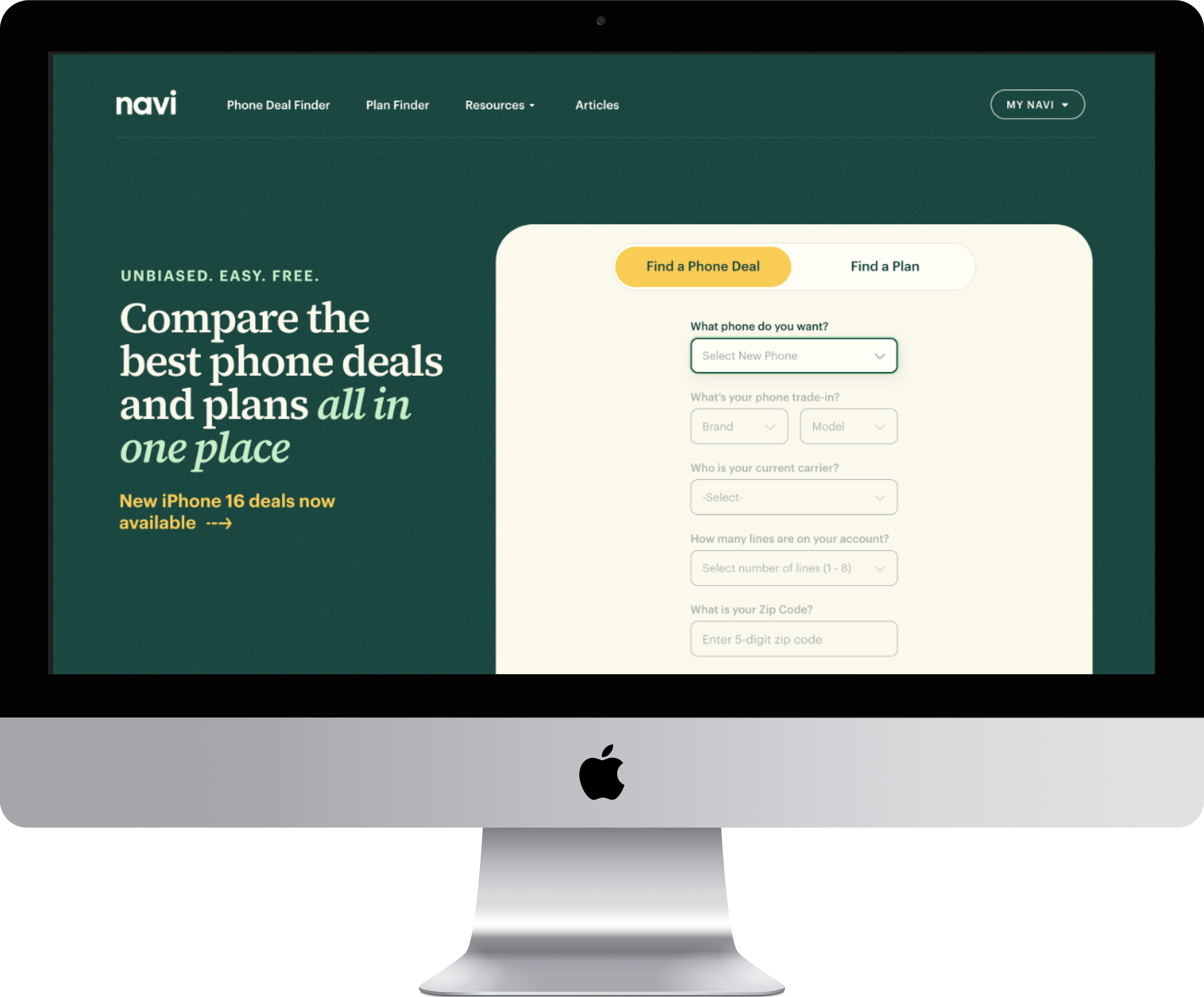 Mockup of the website shown in a Mac desktop screen