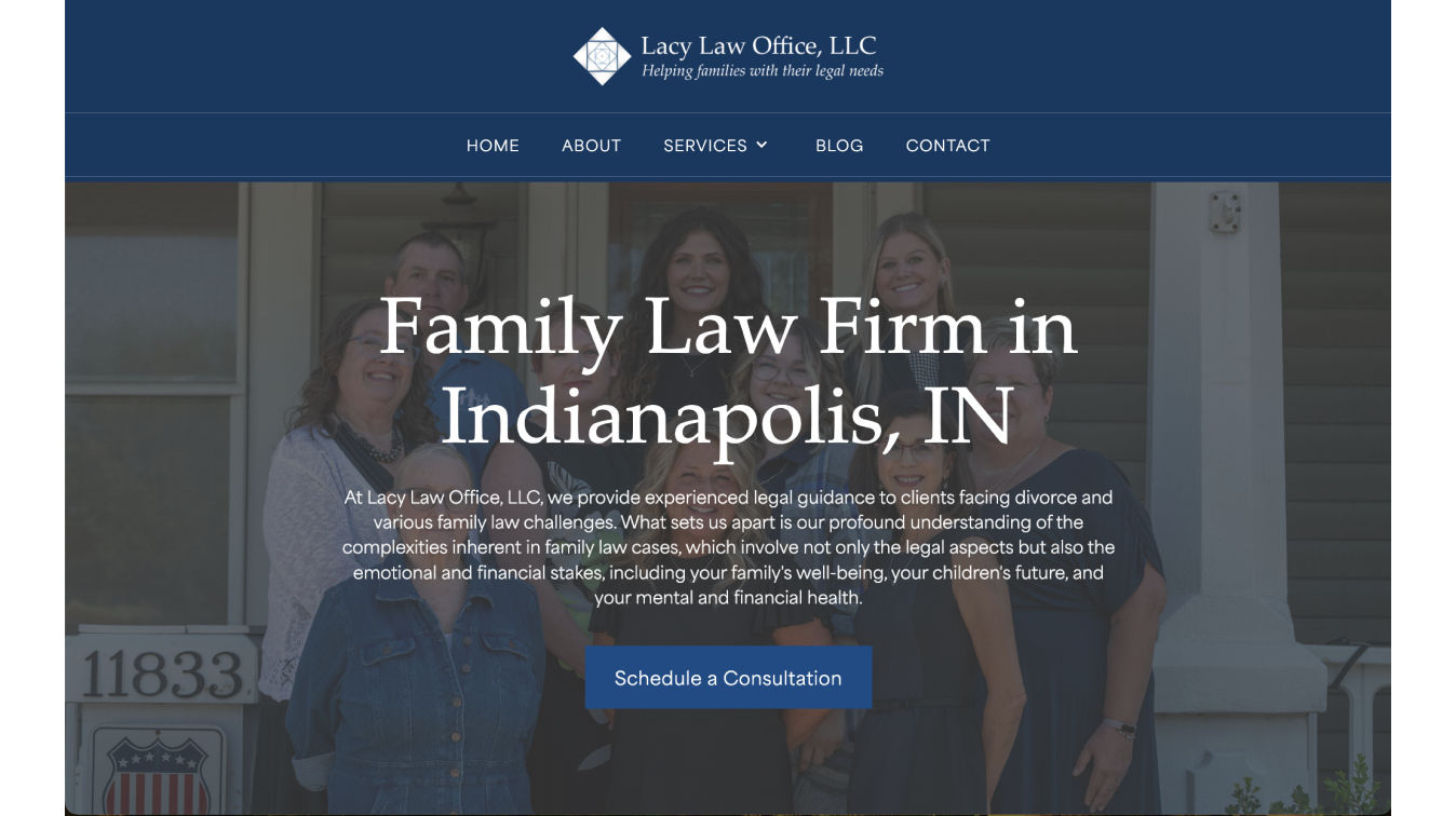 Screenshot of Lacy Law Office website