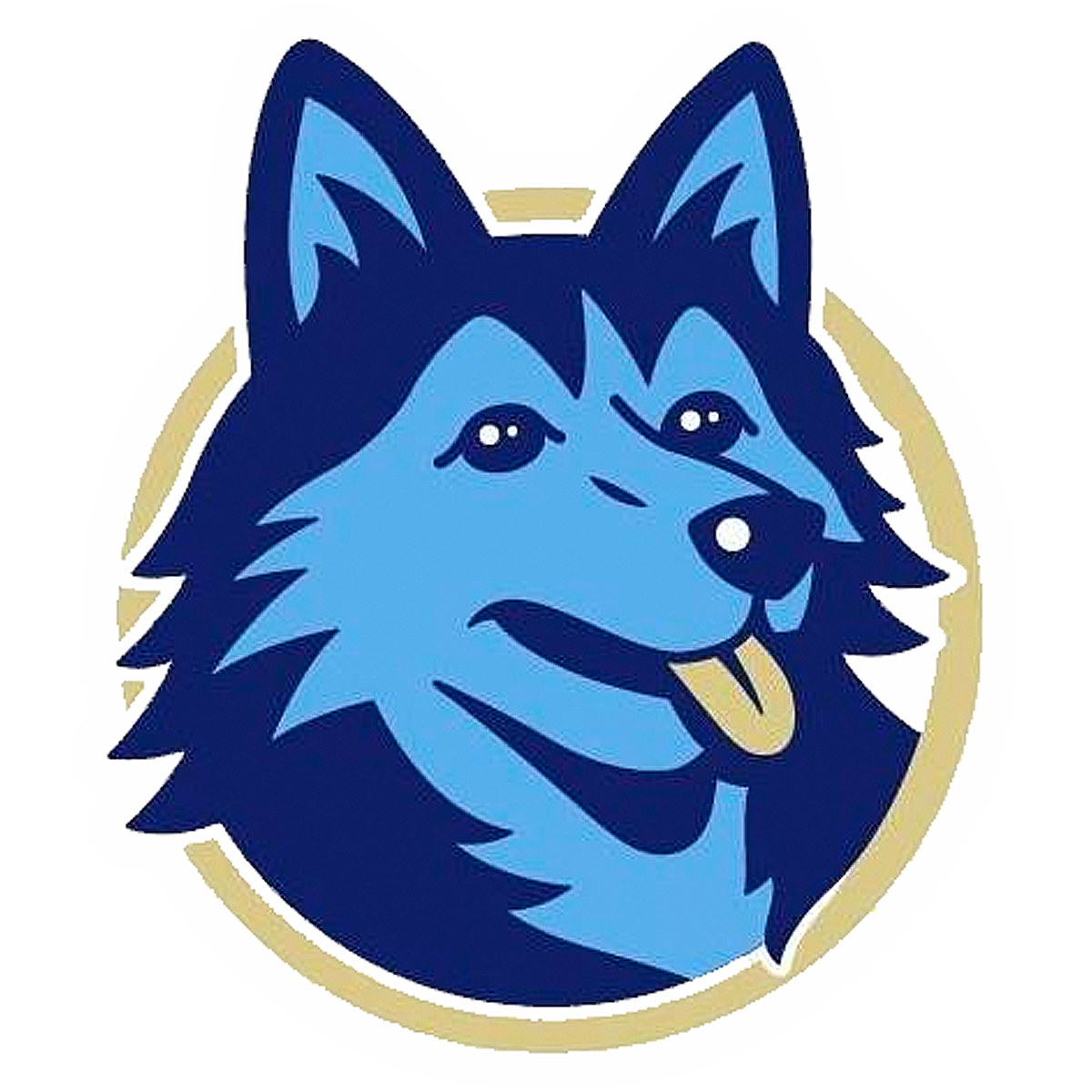 illustrated red apple with green stem  in a white circle