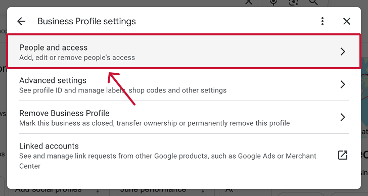 Go to business profile settings on a Google Business Profile