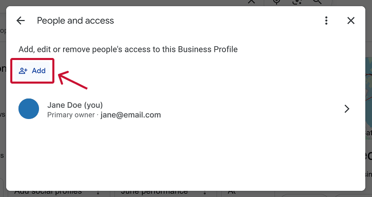 Add someone to a Google Business Profile