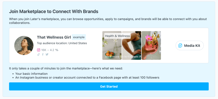 Later.com influencer marketplace