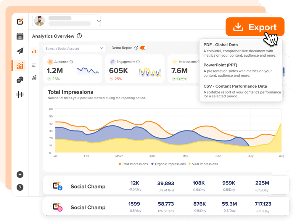 Social Champ—Analytics dashboard (demo)