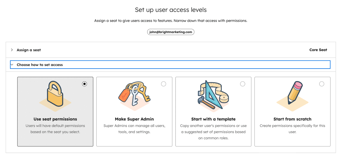 Choose how to set access