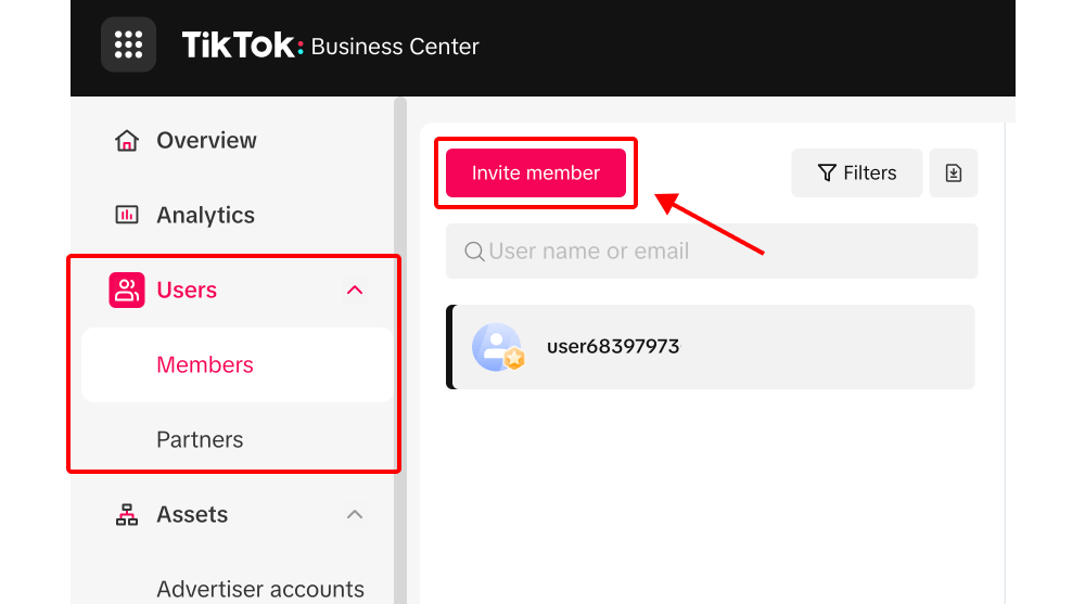 User management and access on TikTok Business Center