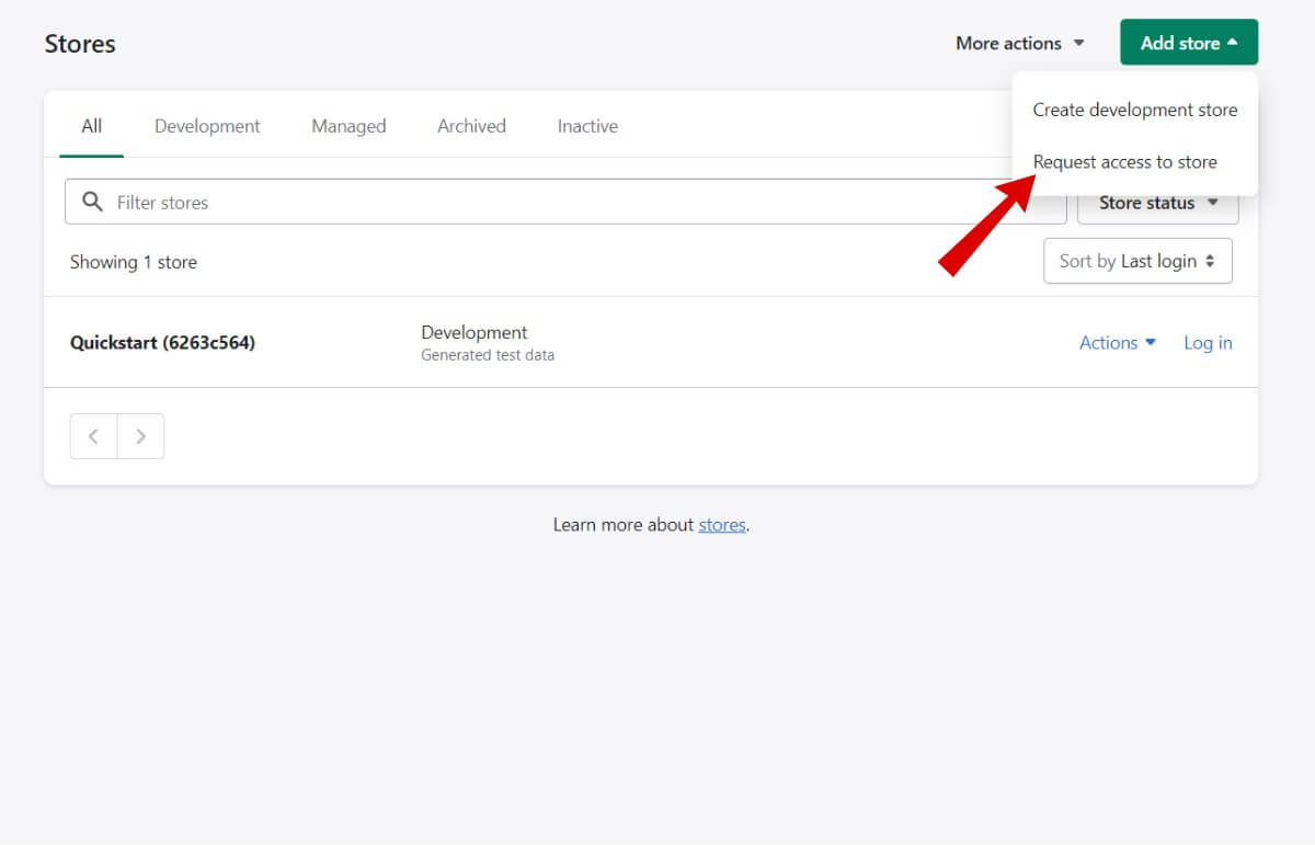 Request access to Shopify store